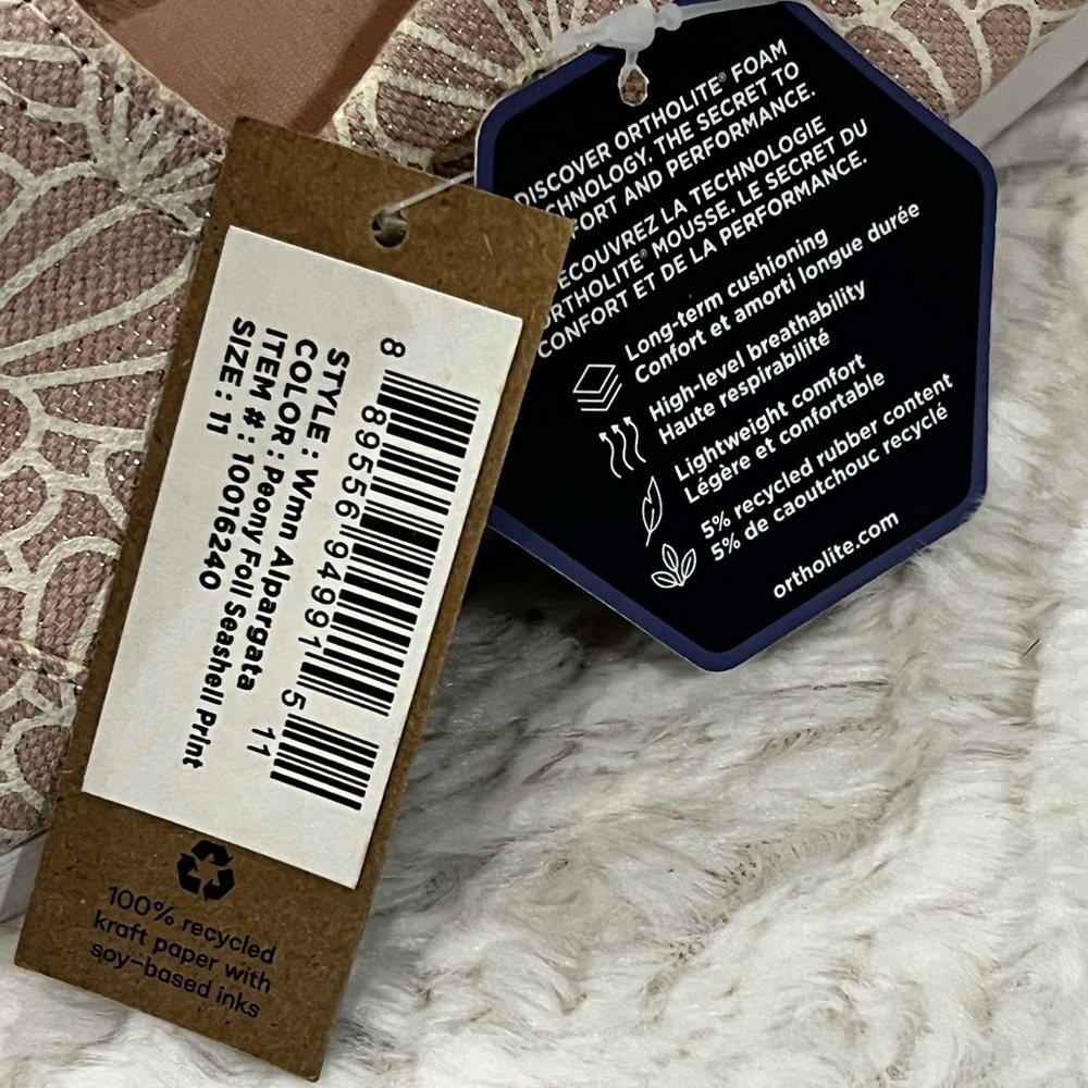 Toms Womens Alpargatas Peony Foil Seashell Print Size 11 NEW In Box - Picture 9 of 10